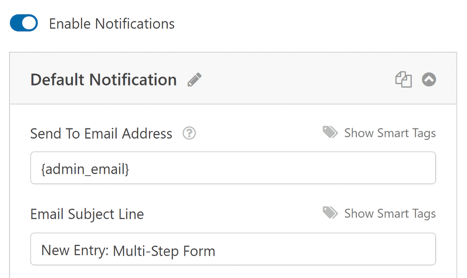notificação de formulário em várias etapas