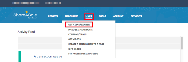 Obtenir un lien d'affiliation dans ShareASale