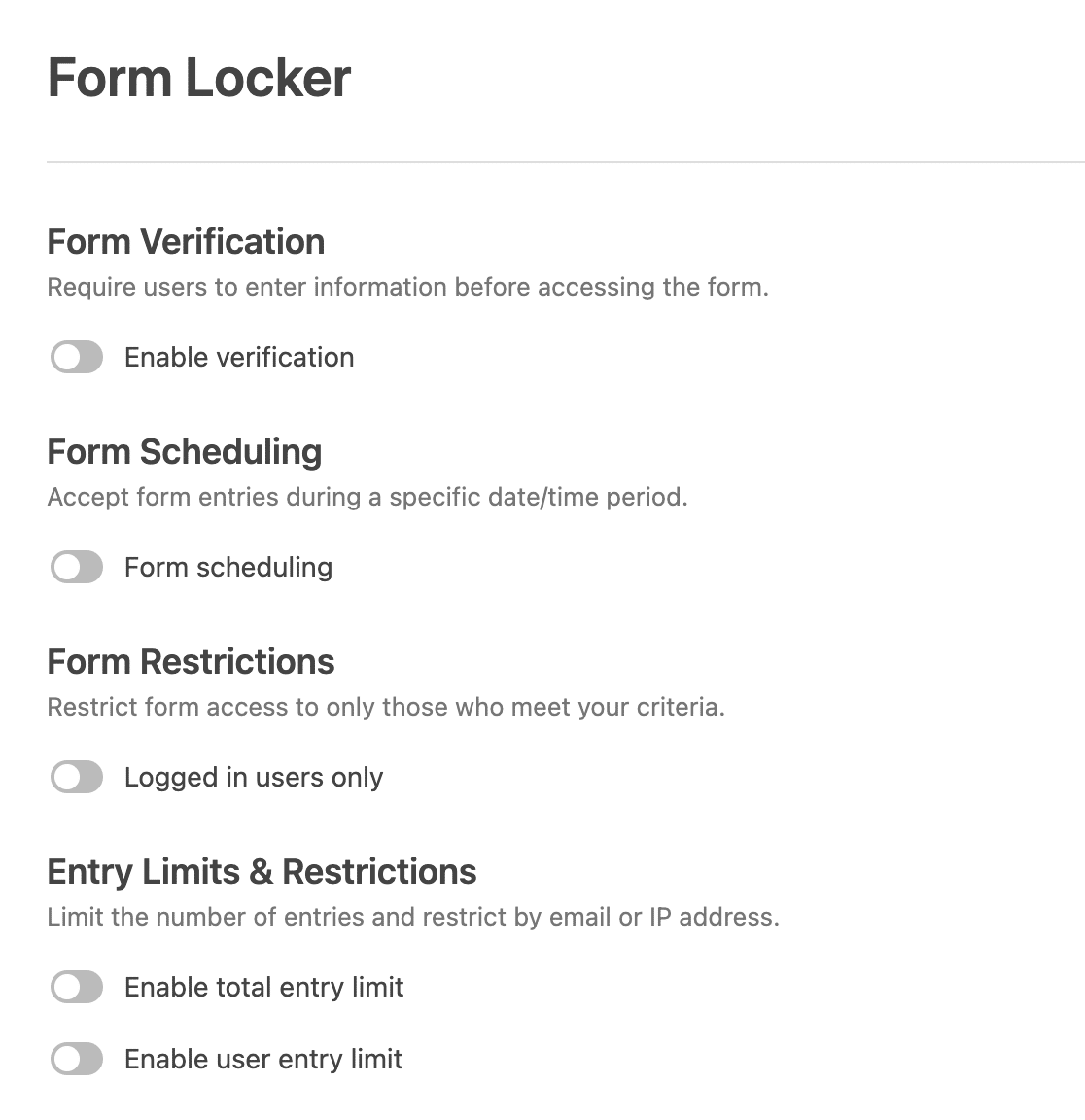 form-locker-settings - WPForms As configurações do Form Locker