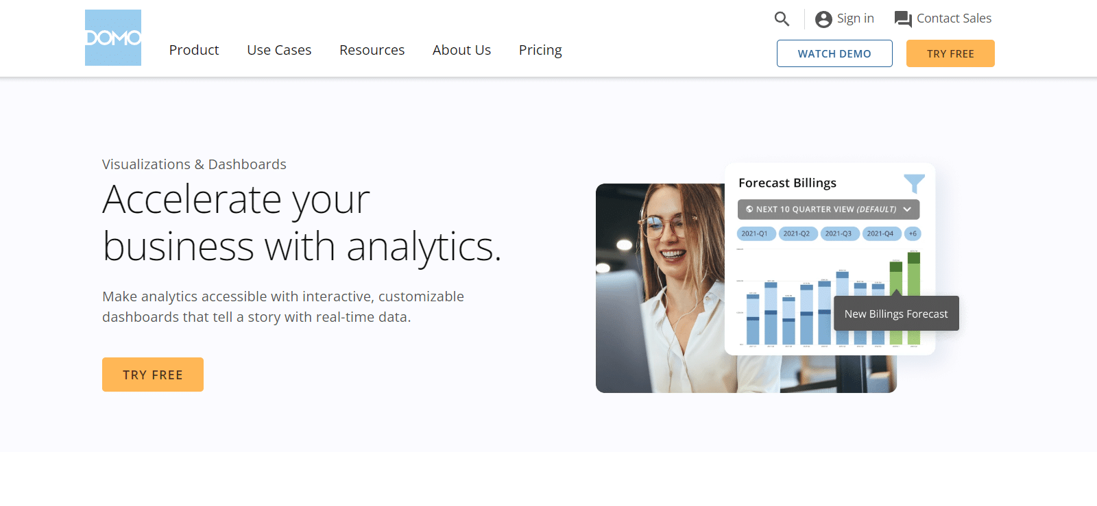 Domo survey tool homepage Domo-Anwendung zur Datenvisualisierung
