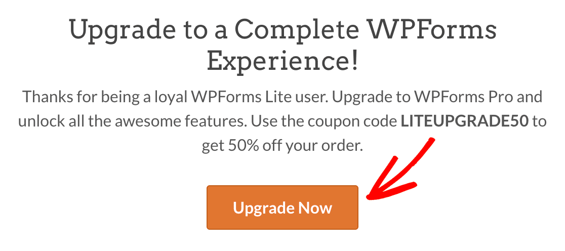 Atualizando do WPForms Lite para uma licença paga a partir da página de atualização