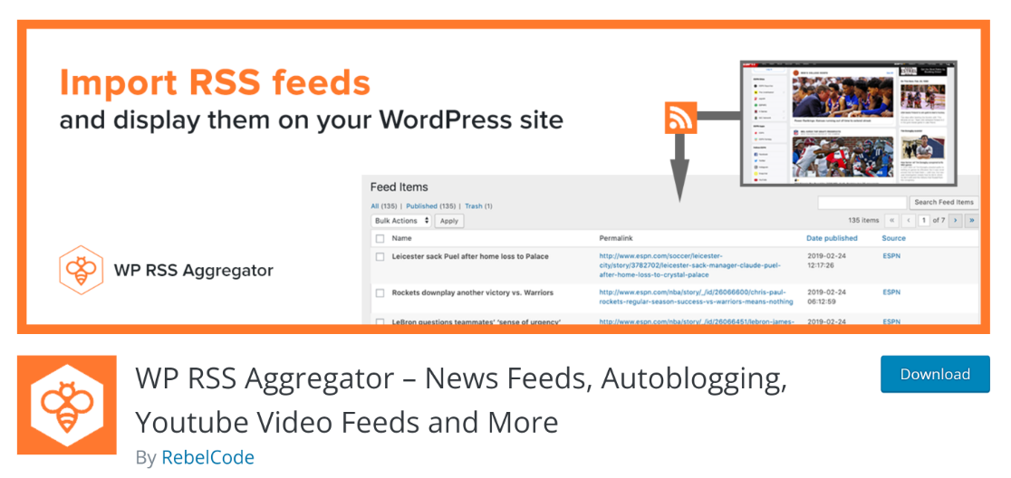 WP RSS Aggregator - WPForms Agrégateur RSS WP
