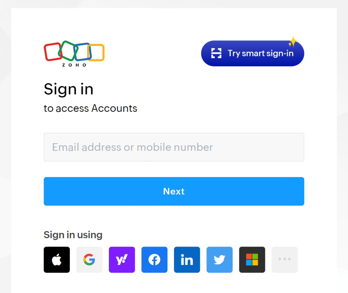 Zoho Sign In - WPForms Zoho sign in