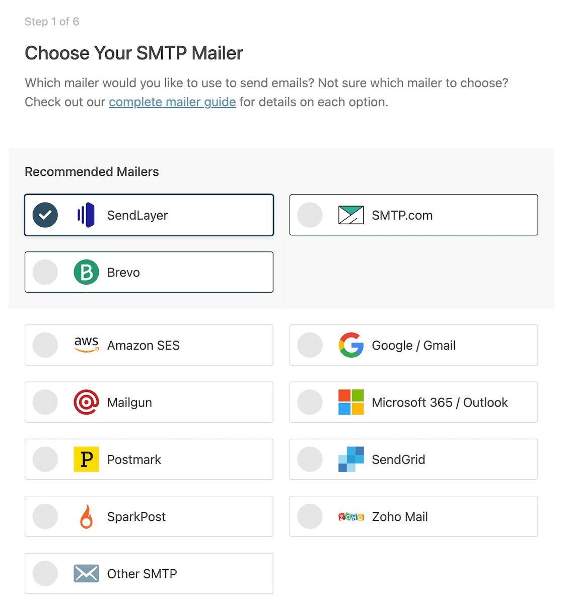 Choose Your SMTP Mailer - WPForms Sélectionnez votre expéditeur SMTP