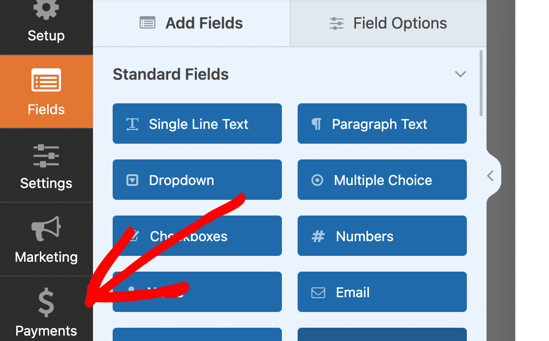 Payments Form Builder - WPForms Click the Payments option to enable payments on your form