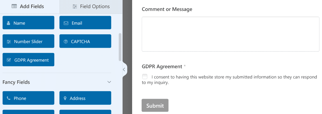 Campo del acuerdo GDPR