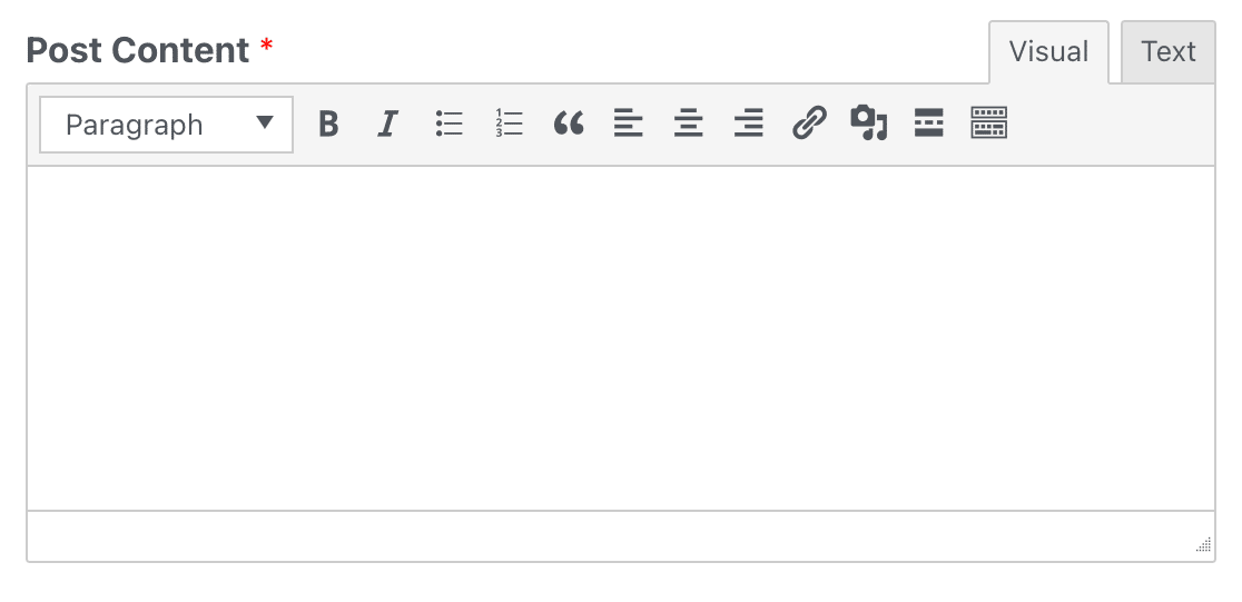 Um campo Rich Text para coletar o conteúdo do post