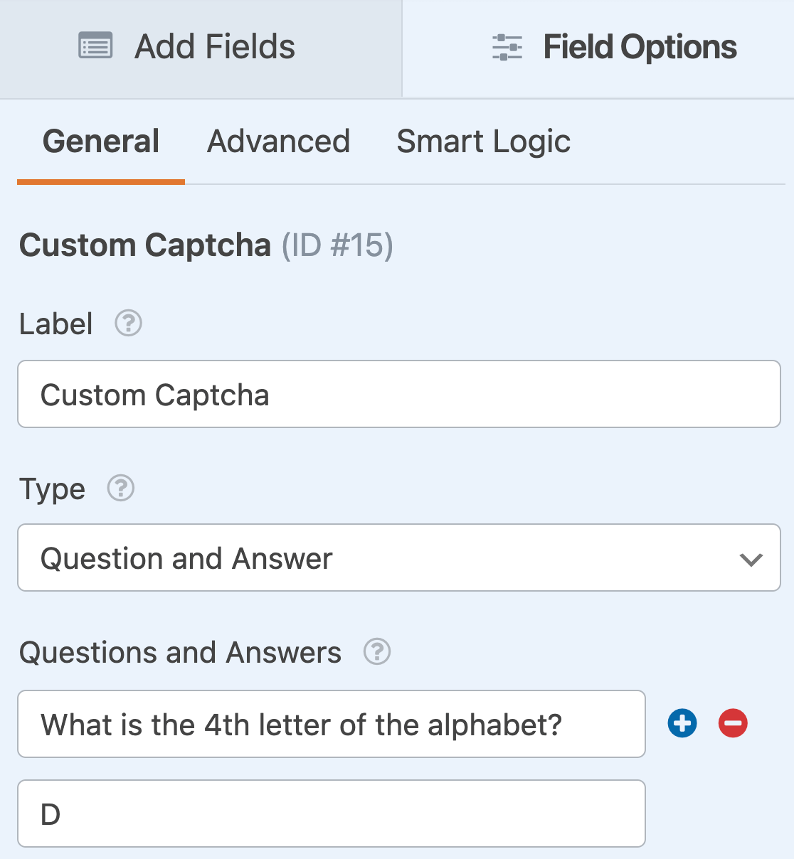 Configuração de um captcha de perguntas e respostas personalizado