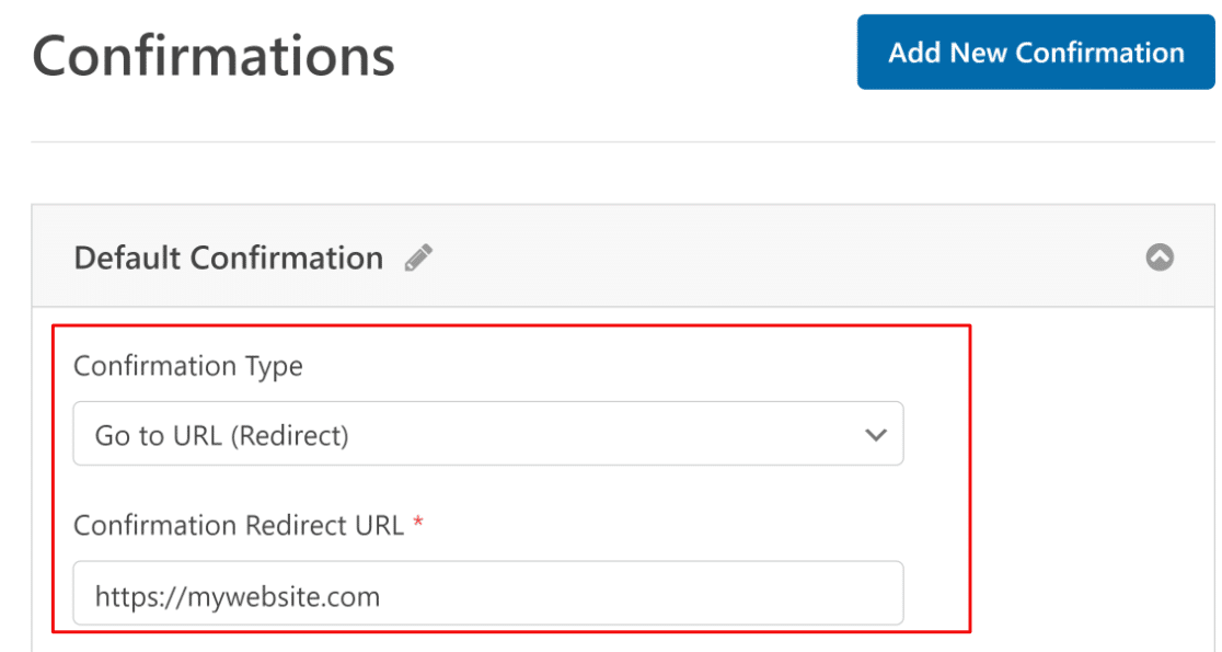 Redirección de confirmación de WPForms