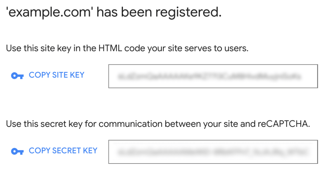 Copy-reCAPTCHA-keys - WPForms Copiare le chiavi reCAPTCHA