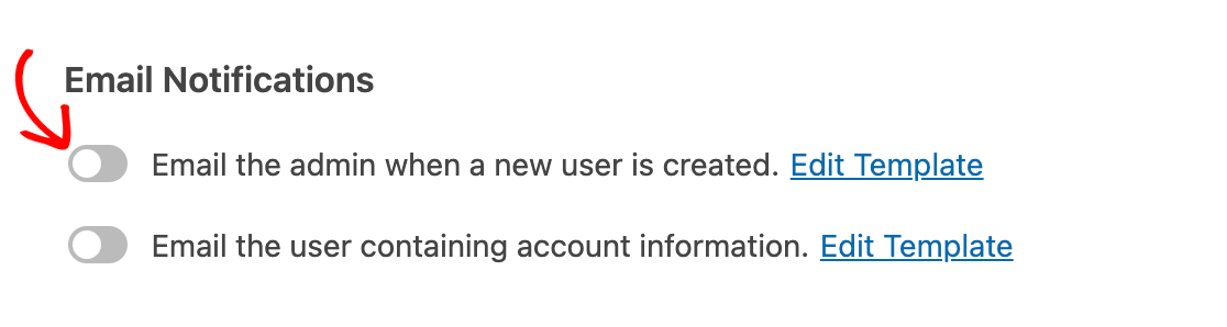 Ativar a opção de enviar um e-mail para o administrador do site quando um novo usuário for criado