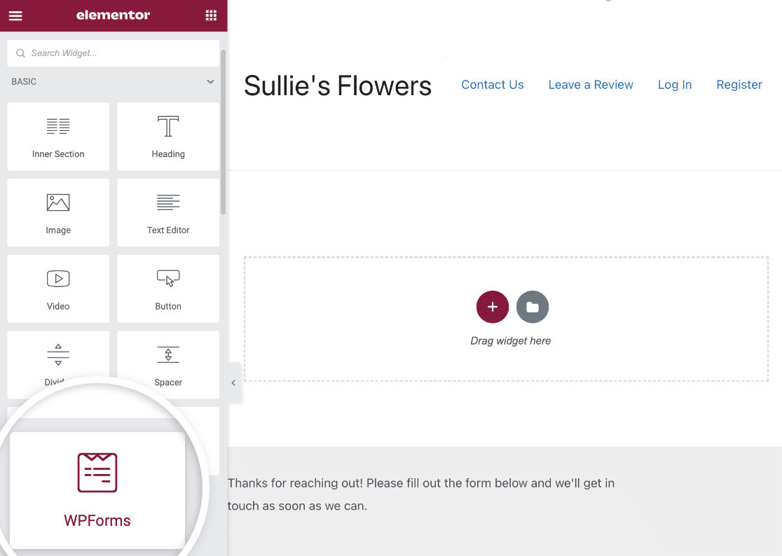 Elementor WPForms Widget - WPForms O widget WPForms Elementor