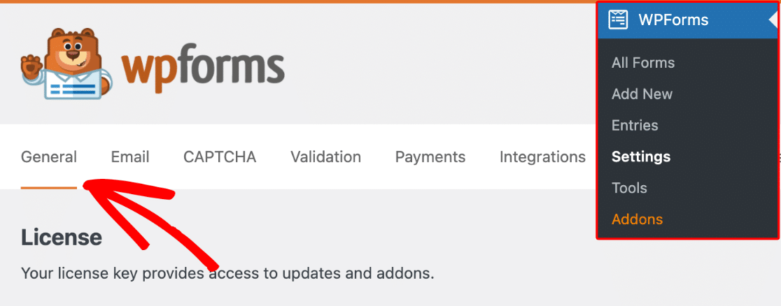 Página de configuración de WPForms