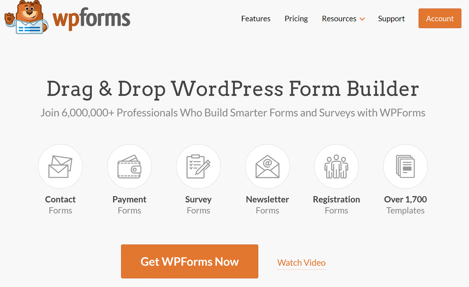 la homepage di wpforms