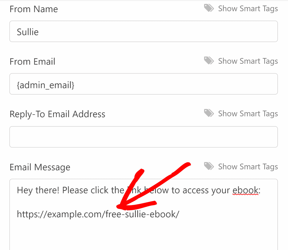 email notification link - WPForms Eメール通知リンク・マグネット