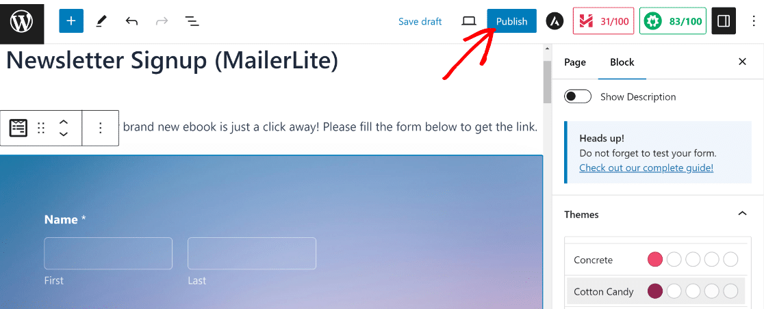 Publish - WPForms 出版