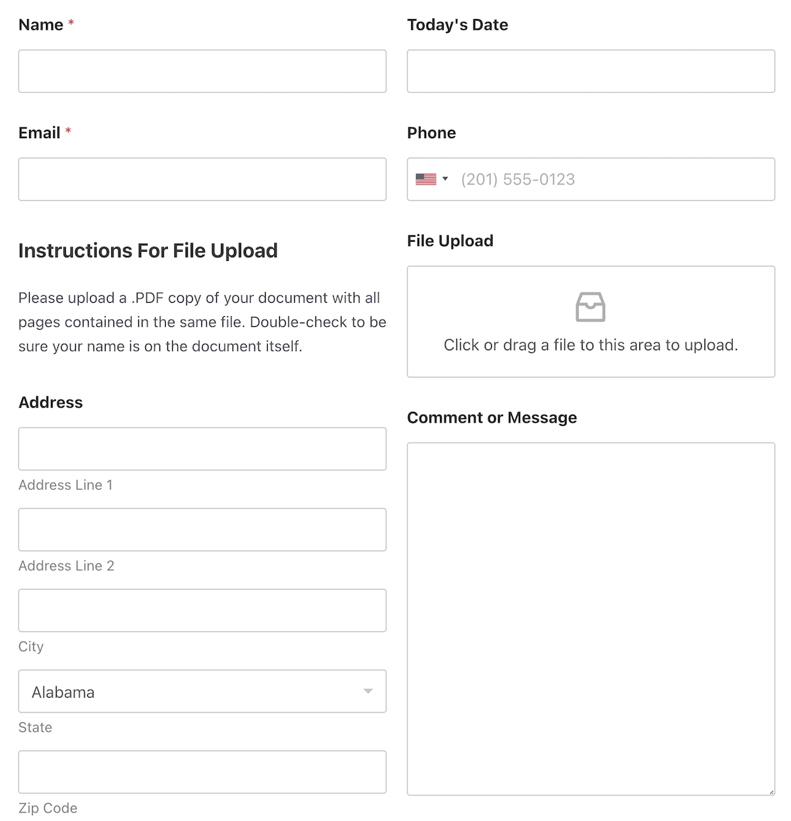 Un formulaire à 2 colonnes dans WPForms