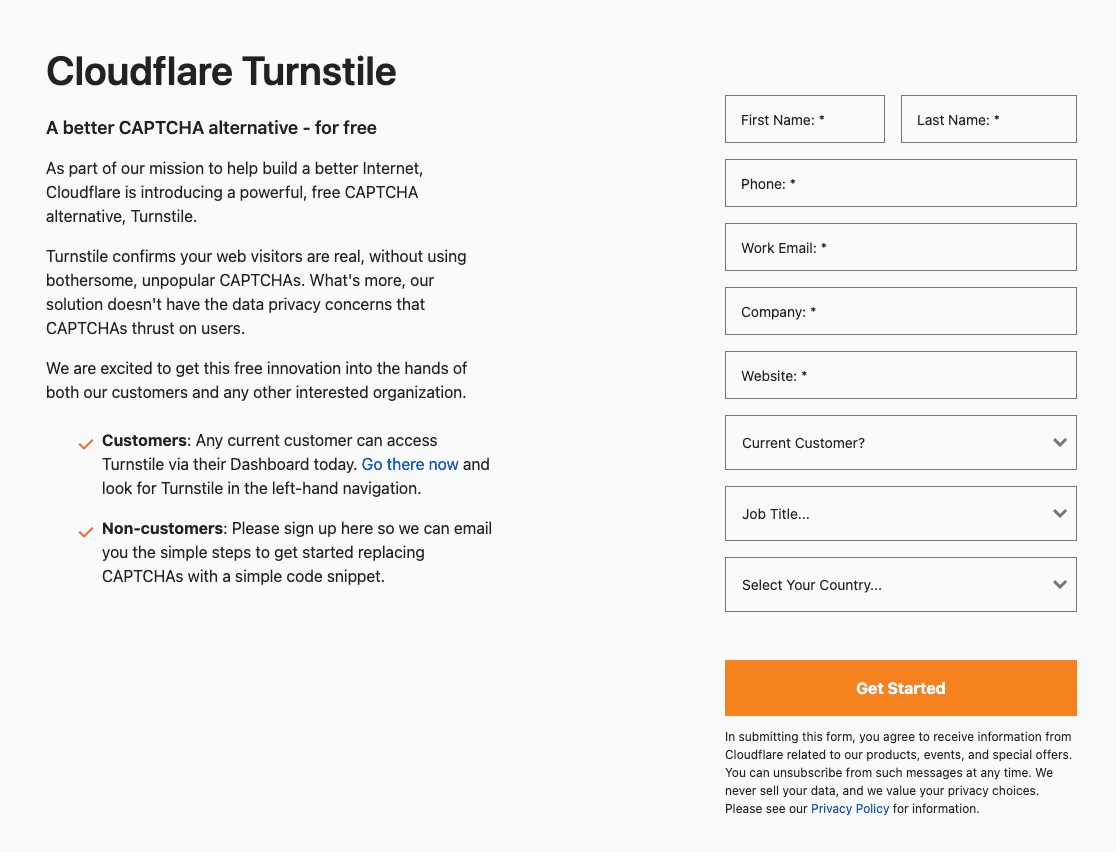 Cloudflare Turnstile Sign Up - WPForms Inscrever-se para uma conta Turnstile da Cloudflare