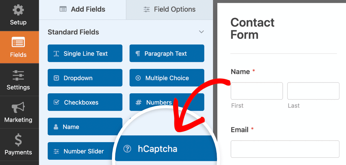 Hinzufügen von hCaptcha zu einem Formular