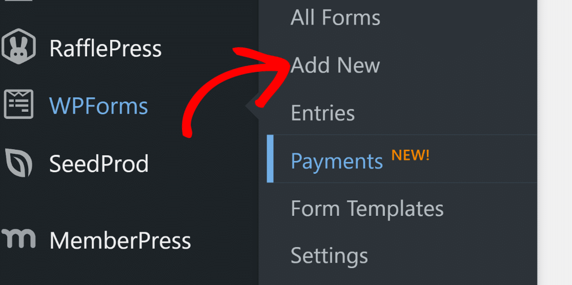 Add New Form - WPForms Añadir nuevo formulario