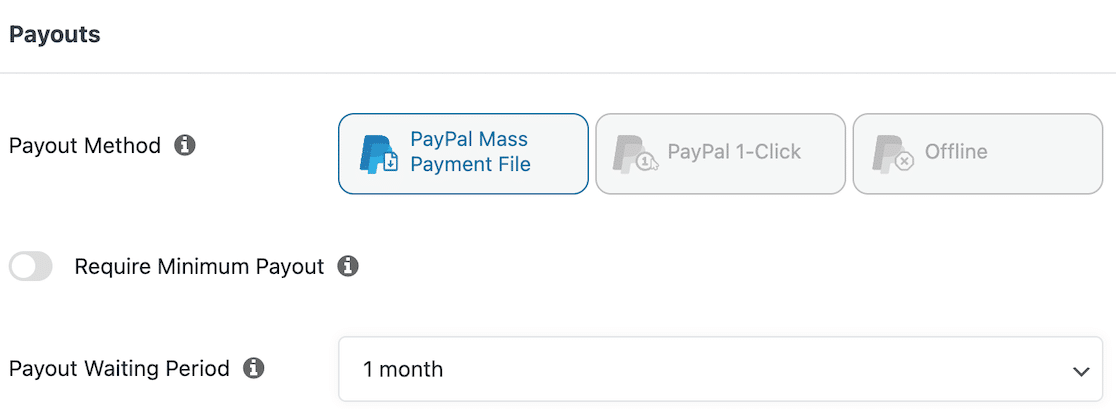 Auszahlungsoptionen in Easy Affiliate