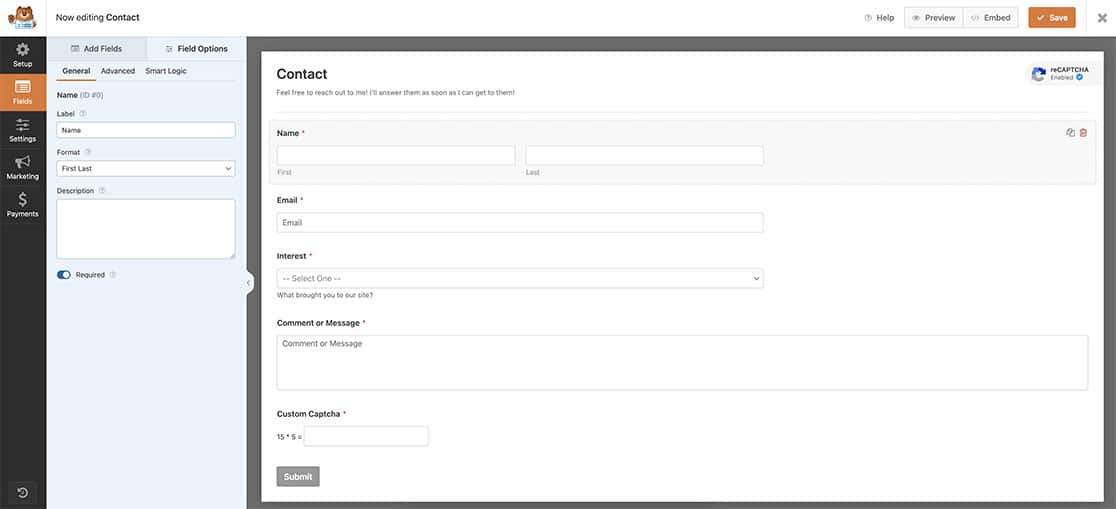 begin by creating your form and adding your fields