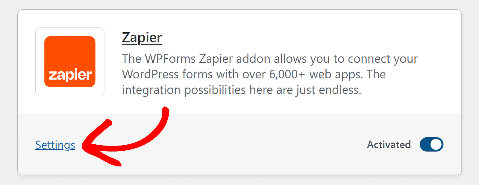 opzione impostazioni di zapier