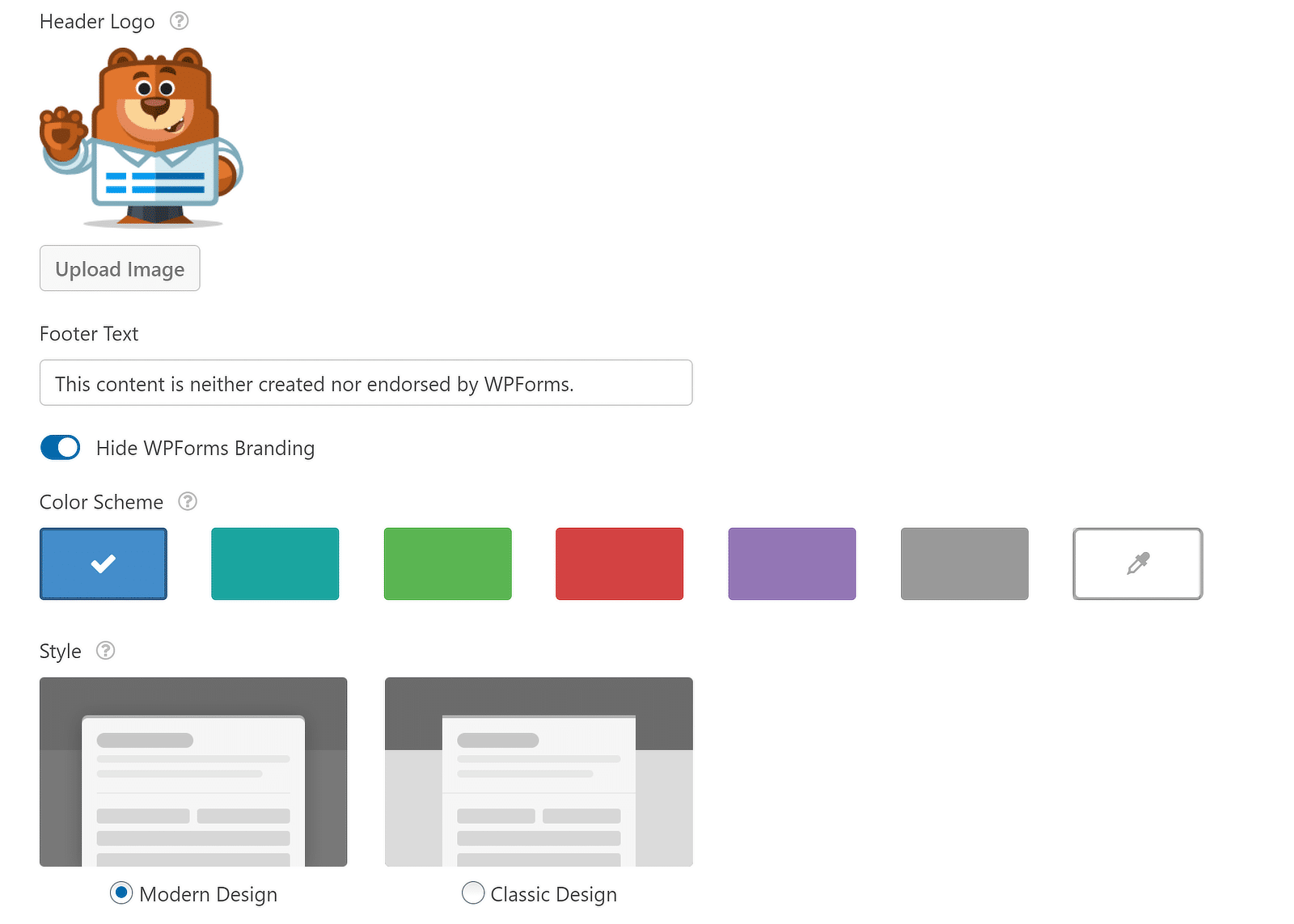 Form Page Settings - 2 - WPForms Einstellungen der Formularseite - 2