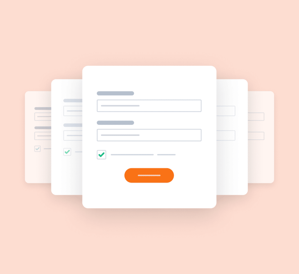 Illustration of Form Templates with Orange Button - WPForms Ilustração de modelos de formulário com botão laranja