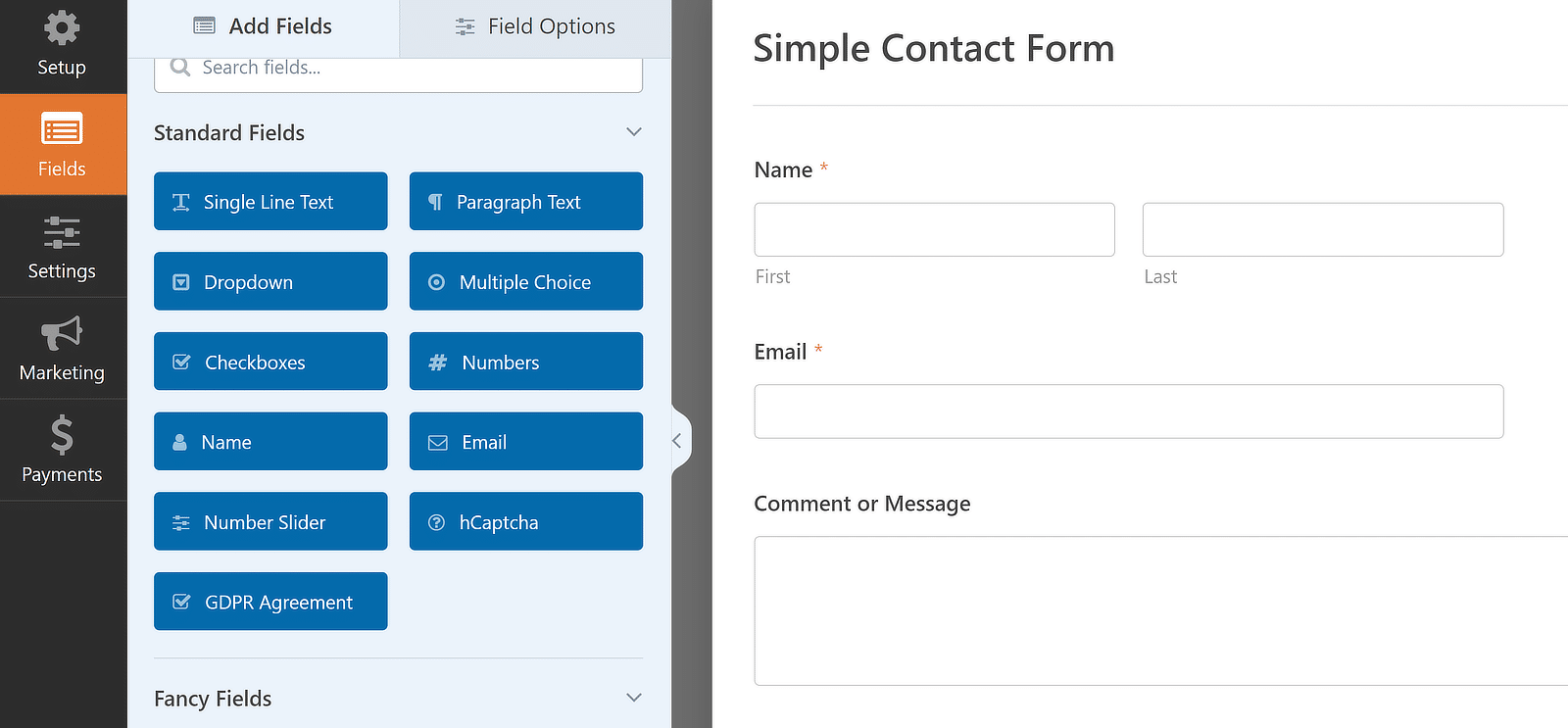 Simple Contact Form Template - WPForms Modèle de formulaire de contact simple dans WPForms