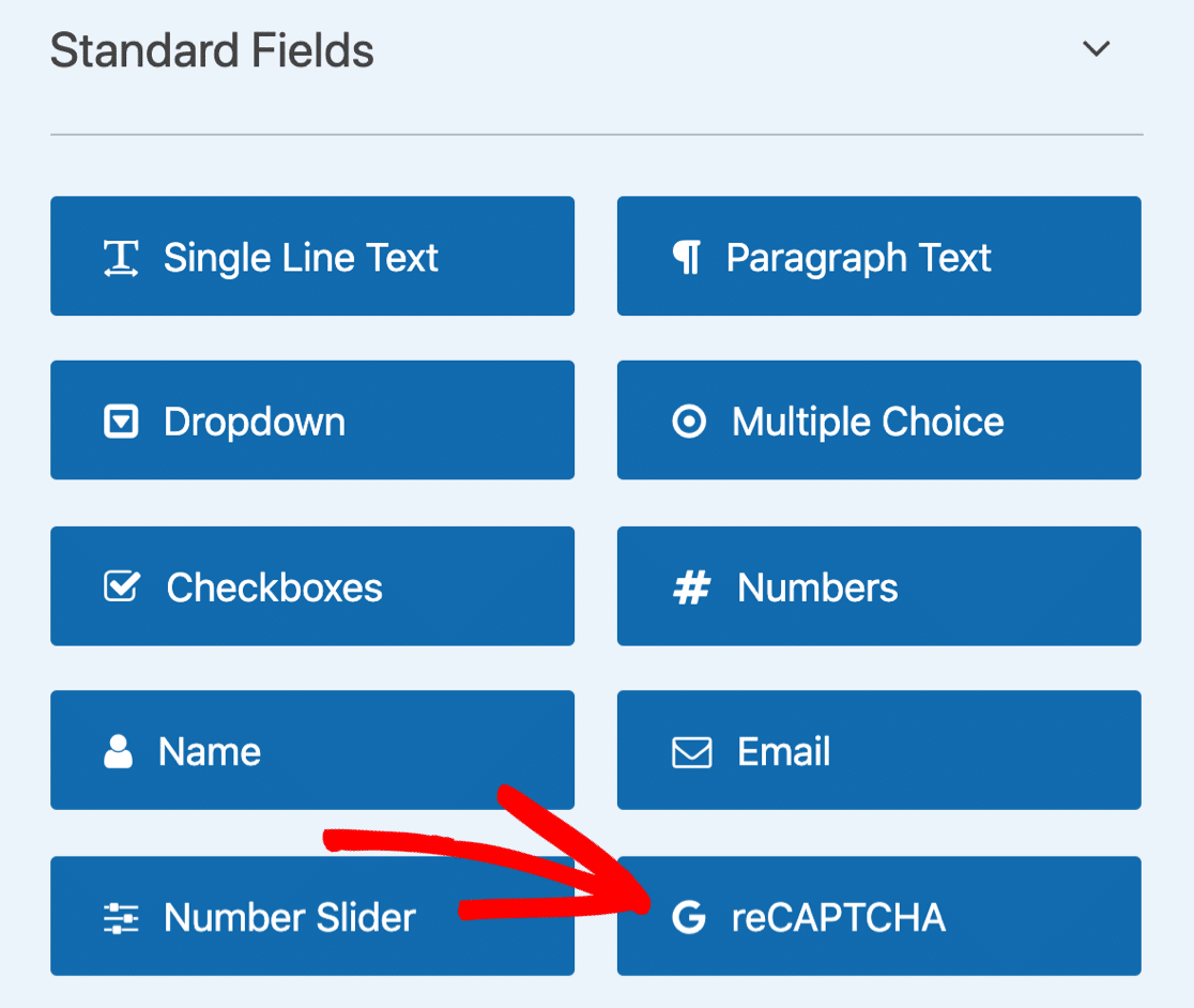 Form builder reCAPTCHA button - WPForms Botão reCAPTCHA do criador de formulários