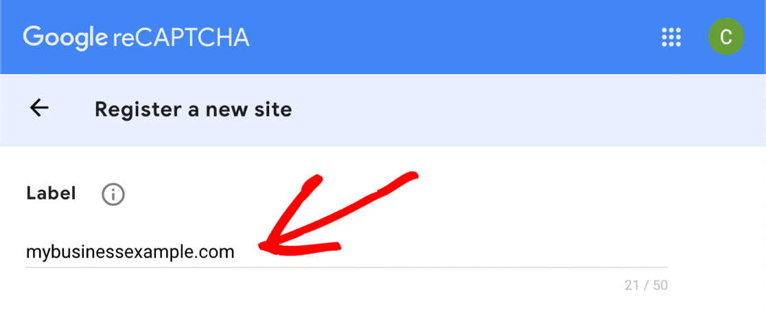 Register new site for reCAPTCHA - WPForms Registar novo sítio para o reCAPTCHA